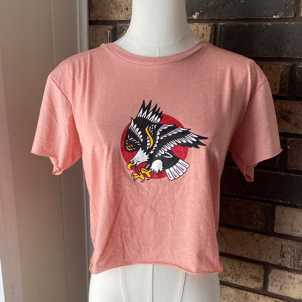 Pink Graphic Tee with Eagle Design